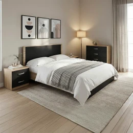 Σετ Κρεβατοκάμαρας Athos Sonoma Ανθρακί Με Κρεβάτι 160X200Εκ Σετ 4Τεμ
