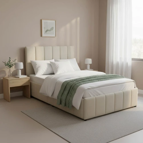 Κρεβάτι Snuggle Με Αποθηκευτικό Χώρο Ύφασμα Μπεζ 120X200Εκ