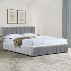Κρεβάτι Snuggle Με Αποθηκευτικό Χώρο Βελούδο Γκρι 160X200Εκ