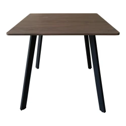 Τραπέζι Squaro Καρυδί Mdf Με Μαύρα Μεταλλικά Πόδια 80X80X75Εκ
