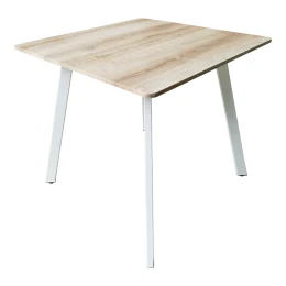 Τραπέζι Squaro Sonoma Mdf Με Λευκά Μεταλλικά Πόδια 80X80X75Εκ