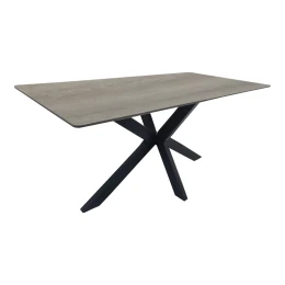 Τραπέζι Bethan Sonoma Με Γκρι Mdf Και Μαύρο Μέταλλο 180X90X75Εκ