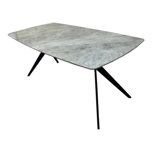 Τραπέζι Ezali Sintered Stone Γκρι Όψη Μαρμάρου Με Μαύρο Μεταλλικό Πόδι 180X90X75Εκ