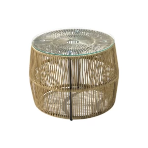 Τραπέζι Adela Pe Wicker-Γυαλί Σε Φυσική Απόχρωση Φ47X38Εκ