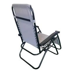 Πολυθρόνα Relax Πτυσσόμενη Mirka Γκρι Textilene Με Μαύρο Μέταλλο 65X165X110Εκ