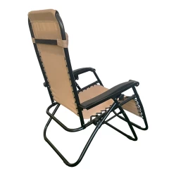 Πολυθρόνα Relax Πτυσσόμενη Mirka Μόκα Textilene Με Μαύρο Μέταλλο 65X165X110Εκ