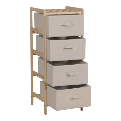 Συρταριέρα Wolen Ξύλο Ελάτου-Ύφασμα Σε Φυσική-Μπεζ Απόχρωση 34.5X36.5X86Εκ