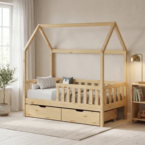 Παιδικό Κρεβάτι Bendina Τ. Montessori Με 2 Συρτάρια Ξύλο Πεύκου Σε Φυσικη Αποχρωση 90X190Εκ