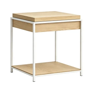 Βοηθητικό Τραπέζι Odar Με Αποθηκευτικό Χώρο Sonoma Mdf Με Λευκό Μέταλλο 51X51X60Εκ