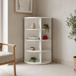 Γωνιακή Ραφιέρα Benzal Λευκό Mdf 80X30X120Εκ