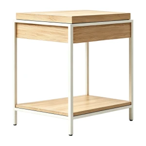 Κονσόλα Odar Με Αποθηκευτικό Χώρο Sonoma Mdf Με Λευκό Μέταλλο 63X63X80Εκ