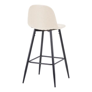 Σκαμπό Μπαρ Μεσαίου Ύψους Bella Εκρού Ύφασμα Με Μαύρο Μεταλλικό Πόδι 41,5X49X98Εκ