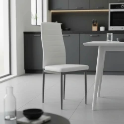 Καρέκλα Parker Λευκό Pu Με Μεταλλικό Ανθρακί Πόδι 41X48X96Εκ
