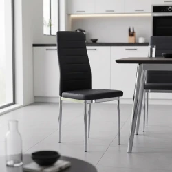 Καρέκλα Parker Μαύρο Pu Με Πόδι Χρωμίου 41X48X96Εκ