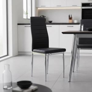 Καρέκλα Parker Μαύρο Pu Με Πόδι Χρωμίου 41X48X96Εκ