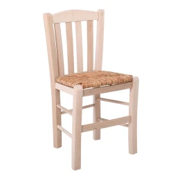 Casa Καρέκλα Οξιά Άβαφη Με Ψάθα Αβίδωτη 42x45x88cm