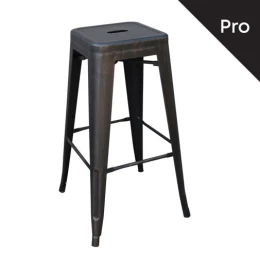 Relix Σκαμπό Bar-Pro H.67Cm, Στοιβαζόμενο, Μέταλλο Βαφή Antique Black 43x43 H.67cm