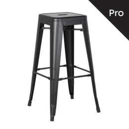 Relix Σκαμπό Bar-Pro, Στοιβαζόμενο, Μέταλλο Βαφή Μαύρο Matte 43x43 H.76cm