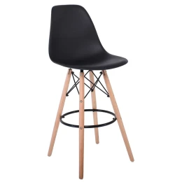 Art Wood Σκαμπό Bar Με Πλάτη, Πόδια Οξιά Φυσικό, Pp Μαύρο 47x54x71/109cm