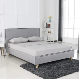 Morisson Κρεβάτι Διπλό, Για Στρώμα 160X200Cm, Ύφασμα Ανοιχτό Γκρι 171x216x108cm