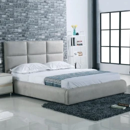 Maxim Κρεβάτι Διπλό, Για Στρώμα 160X200Cm, Ύφασμα Απόχρωση Ανοιχτό Γκρι 183x220x121cm