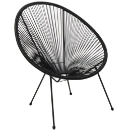 Acapulco Πολυθρόνα Μέταλλο Βαφή Μαύρο, Plastic Rattan Μαύρο 70x69x81cm