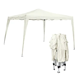 Gazebo Πτυσσόμενο Μέταλλο Βαφή Άσπρο, Ύφασμα Άσπρο 3x3m (H. 2.55m)
