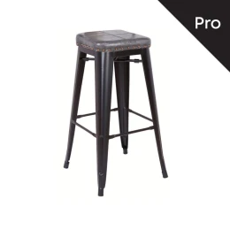 Relix Σκαμπό Bar-Pro, Στοιβαζόμενο, Μέταλλο Βαφή Μαύρο Matte, Pu Σκούρο Γκρι 43x43x78cm