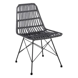 Salsa Καρέκλα Κήπου Βεράντας Μέταλλο Βαφή Μαύρο, Wicker Γκρι 48x59x80cm