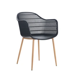 Berry Πολυθρόνα Μέταλλο Βαφή Φυσικό, Pp-Uv Μαύρο 58x58x85cm