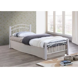 Norton Κρεβάτι Μονό, Για Στρώμα 90X190Cm, Μέταλλο Βαφή Άσπρο, Ξύλο Άσπρο 97x201x81cm