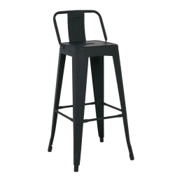 Relix Σκαμπό Bar Με Πλάτη, Μέταλλο Βαφή Μαύρο Matte 44x44x76/97cm