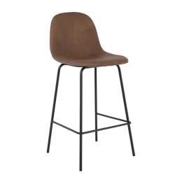 Celina Σκαμπό Bar Με Πλάτη, Κάθισμα Η.67Cm, Μέταλλο Βαφή Μαύρο, Ύφασμα Suede Καφέ 47x48x67/95cm