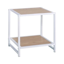 Atos Κομοδίνο Μέταλλο Βαφή Άσπρο - Mdf Φυσικό 48x44x50cm