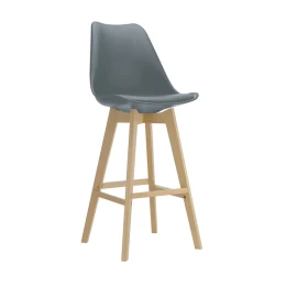 Martin Σκαμπό Bar Οξιά Φυσικό, Κάθισμα Η.67Cm, Pp-Pu Γκρι, Μονταρισμένη Ταπετσαρία 49x54x67/106cm