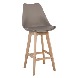 Martin Σκαμπό Bar Οξιά Φυσικό, Κάθισμα Η.67Cm, Pp-Pu Sand Beige, Μονταρισμένη Ταπετσαρία 49x54x67/106cm