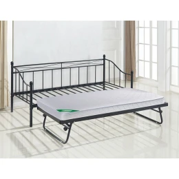 Marin Set: Daybed (Για Στρώμα 90X190) + Βοηθητικό Κρεβάτι Με Στρώμα 185X85 Μέταλλο Μαύρο Κρεβάτια:198x97x93+185x85x36cm