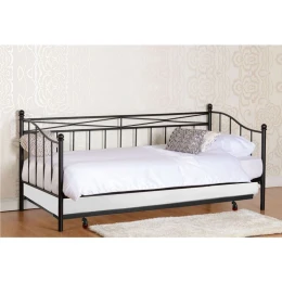Marin Set: Daybed Με Στρώμα 90X190 + Βοηθητικό Κρεβάτι Με Στρώμα 85X185 Μέταλλο Μαύρο Beds: 198x97x93 _ 185x85x36cm