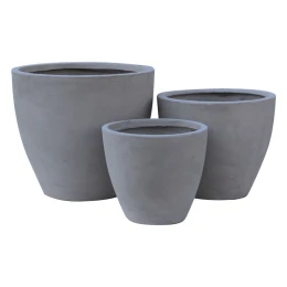 Flower Pot-3  Set 3 Τεμαχίων Fiber Cement Grey Φ35x32 - Φ44x37 - Φ53x47cm