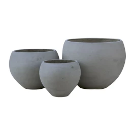 Flower Pot-5  Set 3 Τεμαχίων Fiber Cement Grey Φ32x26 - Φ43x32 - Φ55x40cm