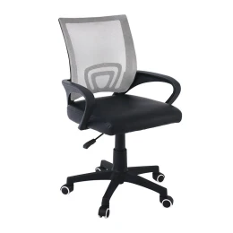 Bf2101-P Πολυθρόνα Γραφείου Χωρίς Ανάκλιση Mesh Γκρι - Μαύρο Pu 57x53x90/100cm