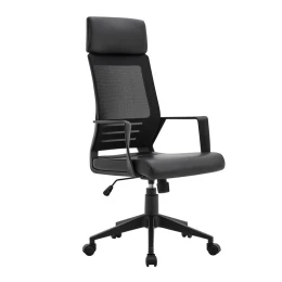 Bf2500 Πολυθρόνα Γραφείου Διευθυντή Mesh Μαύρο - Pu Μαύρο 58x62x116/126cm