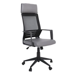 Bf2500 Πολυθρόνα Γραφείου Διευθυντή Mesh Μαύρο - Pu Γκρι 58x62x116/126cm