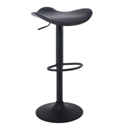Saddle Σκαμπό Bar, Μέταλλο Βαφή Μαύρο, Pvc Μαύρο, Ρύθμιση Ύψους, Περιστρεφόμενο 45x43x58/64-79/85cm