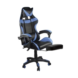 Bf7860 Gaming Relax Πολυθρόνα Γραφείου Με Υποπόδιο, Pu Μαύρο - Μπλε 63x70x117/127cm