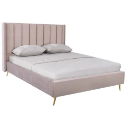 Passion Κρεβάτι Διπλό Για Στρώμα 160X200Cm, Ύφασμα Velure Απόχρωση Cappuccino 171x227x120cm