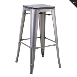 Relix Wood Σκαμπό Bar-Pro, Απόχρωση Metal Με Διακοσμητική Σκουριά, Απόχρωση Ξύλου Μαύρο 43x43 H.76cm