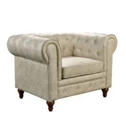 Chesterfield York Πολυθρόνα Σαλονιού - Καθιστικού, Ύφασμα Απόχρωση Μπεζ 110x82x77cm