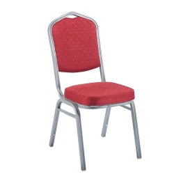 Hilton Καρέκλα Μέταλλο Βαφή Silver, Ύφασμα Κόκκινο 44x55x93cm