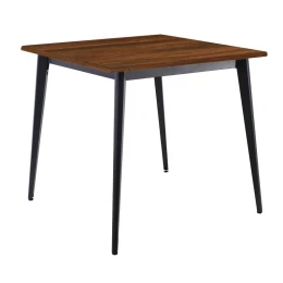 Vidal Τραπέζι Μέταλλο Βαφή Μαύρο, Επιφάνεια 80X80Cm/16Mm Contract Sliq Walnut 81x81x73,6cm
